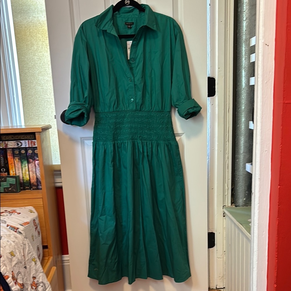 Ann Taylor Teal Green Midi Shirtdress